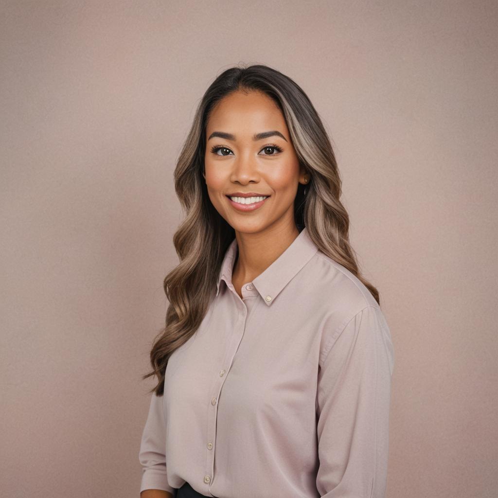 professional headshot with neutral soft pastels background