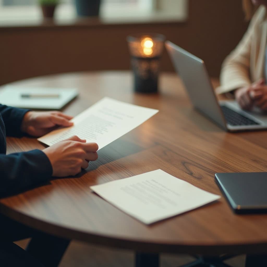 Close-up of a man's hand gripping an employee termination letter.